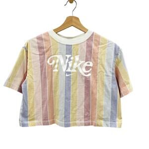 Nike colorful stripe cropped tee